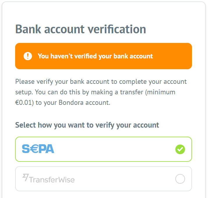 Bank account verification - Bondora