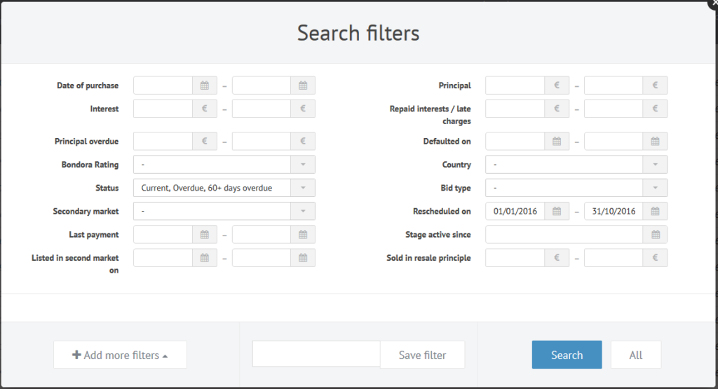 Search  filters - managing risk